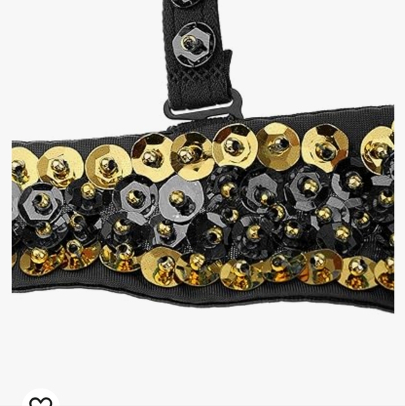 Black and Gold Sequin Belly Dancer Bra Drag Mardi Gras Halloween Costume - Picture 4 of 5